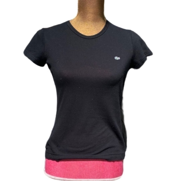 Lacoste Short Sleeve Black Crew Neck Tee - Picture 1 of 15
